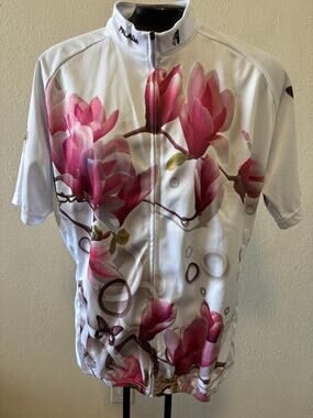 Paladin Cycling Jersey Womens Size XXL Floral Print White Pink